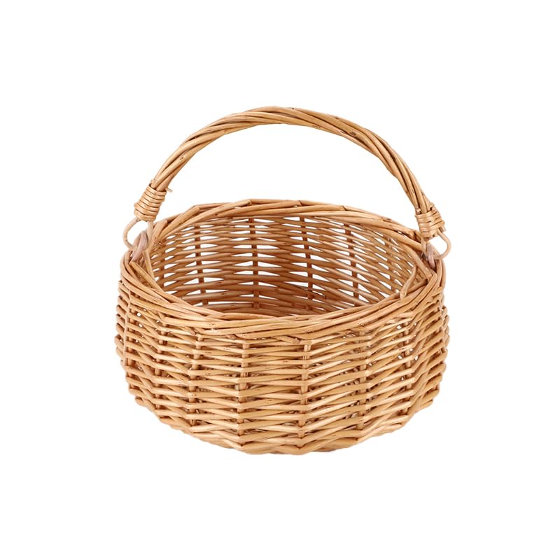 SHCMSADO Small Gift Wicker Picnic Basket with Handle Willow Flower Girl Basket for Weddings Garden and Home Decor -Wicker Storage Basket-Natural - Image 1